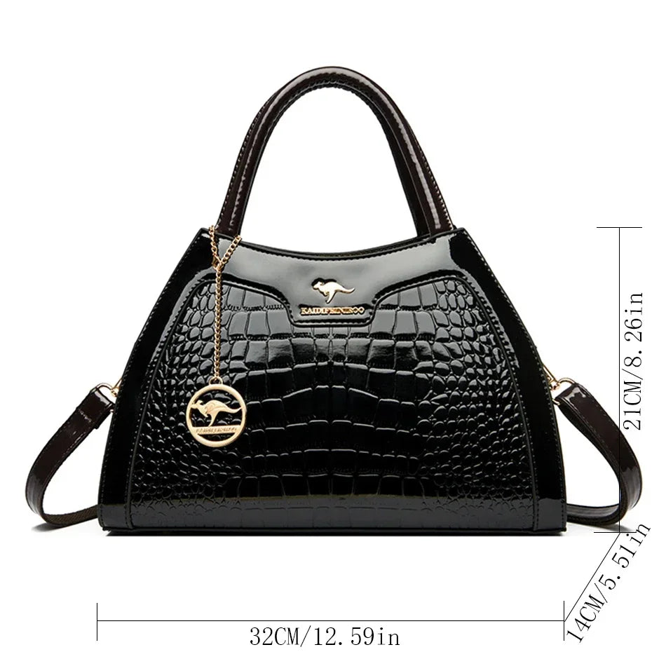 Sophisticated Edge: Crocodile-Pattern Designer Leather Handbag