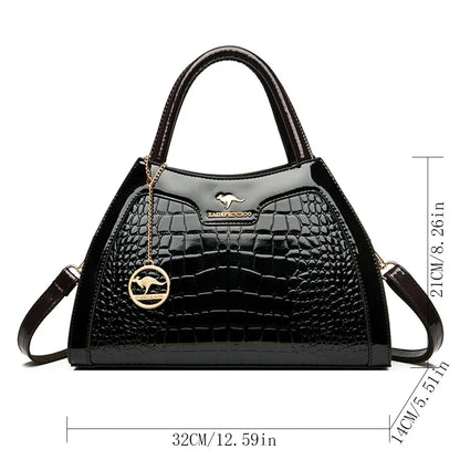 Sophisticated Edge: Crocodile-Pattern Designer Leather Handbag