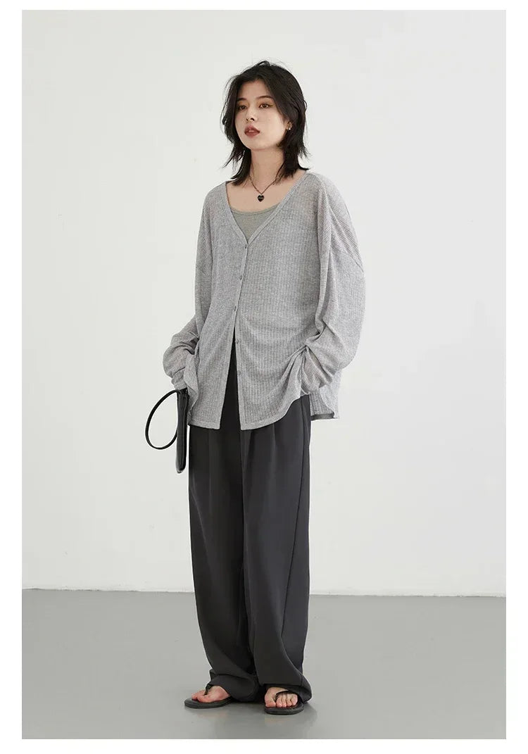 Lightweight V-Neck Knit Cardigan for Women – 2025 Spring & Summer