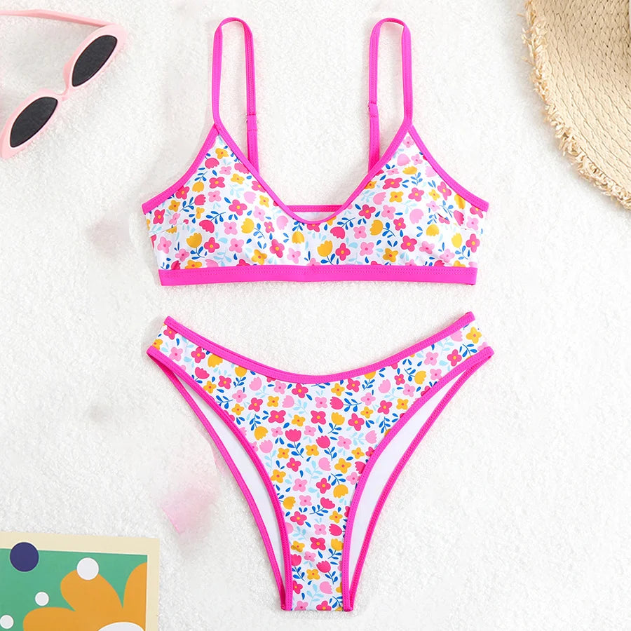 2025 Sexy Green Leopard Print Bikini Set Womens Knotted Push Up Swimsuit Beach Bathing Suit Swimwear