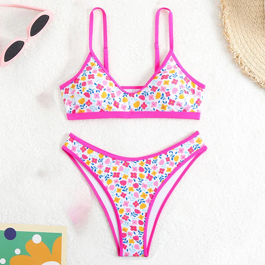 2025 Sexy Green Leopard Print Bikini Set Womens Knotted Push Up Swimsuit Beach Bathing Suit Swimwear