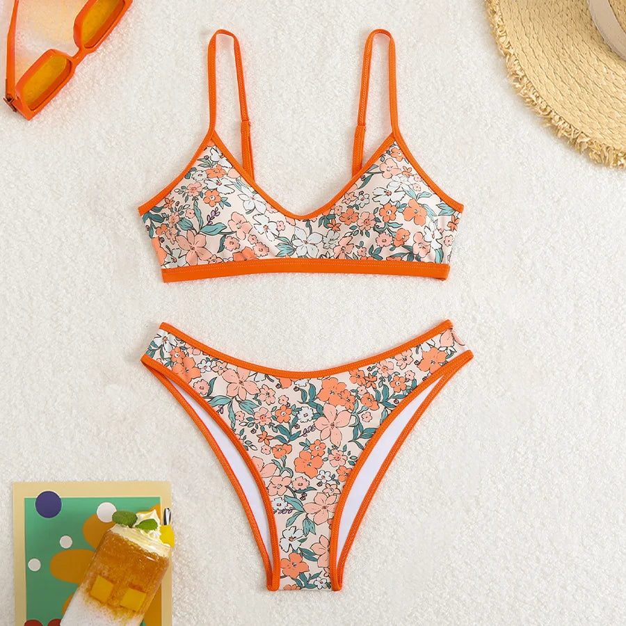 2025 Sexy Green Leopard Print Bikini Set Womens Knotted Push Up Swimsuit Beach Bathing Suit Swimwear