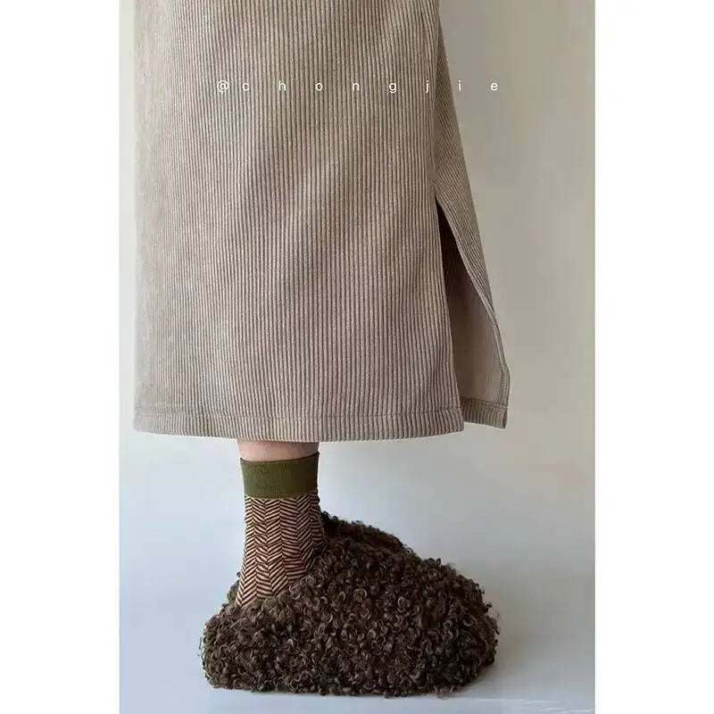 Womens Queen Crown Themed Flat Furry Winter Home Slippers