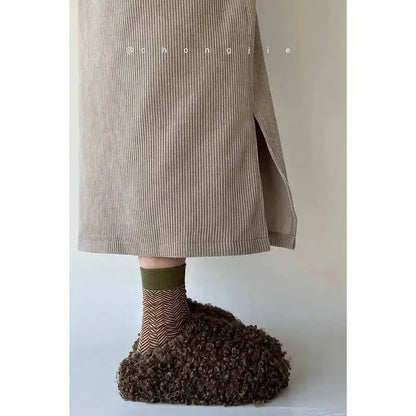 Womens Queen Crown Themed Flat Furry Winter Home Slippers