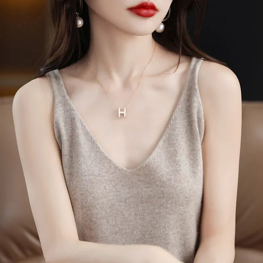 Spring Summer Ladies V Neck Sweater Solid Color Half Sleeved Pullover Thin Casual Knitwear Soft Bottoming Top