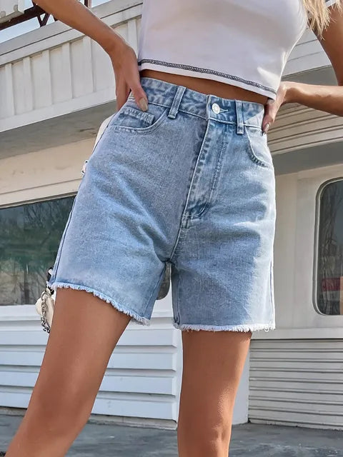 Casual Street Style Women's Blue Denim Shorts