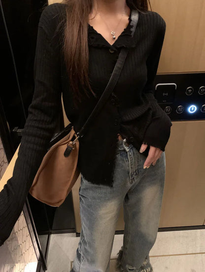 Korean Style O-Neck Knit Cardigan for Women – Autumn 2025