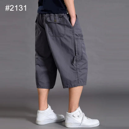 Casual Street Style Long Oversize Men Cotton Cargo Shorts