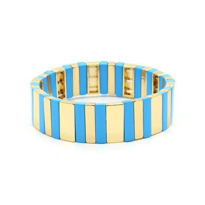 Vibrant Mood: Colorful Enamel Tile Stretch Bracelet