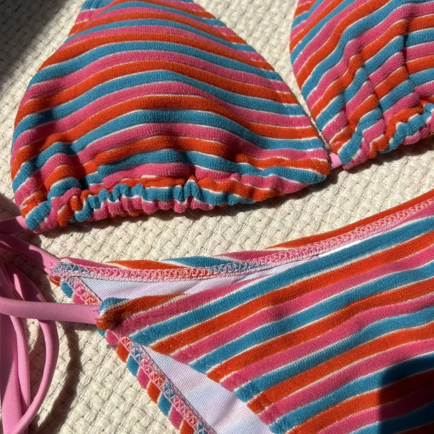 Summer Print Swimsuits Tankini Sets Fashion Split Colored Bikini Striped Swimming Suit Open Back Swimsuit