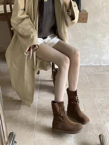 Buckle Decoration Slip On Comfortable Simple Winter Boots For Women