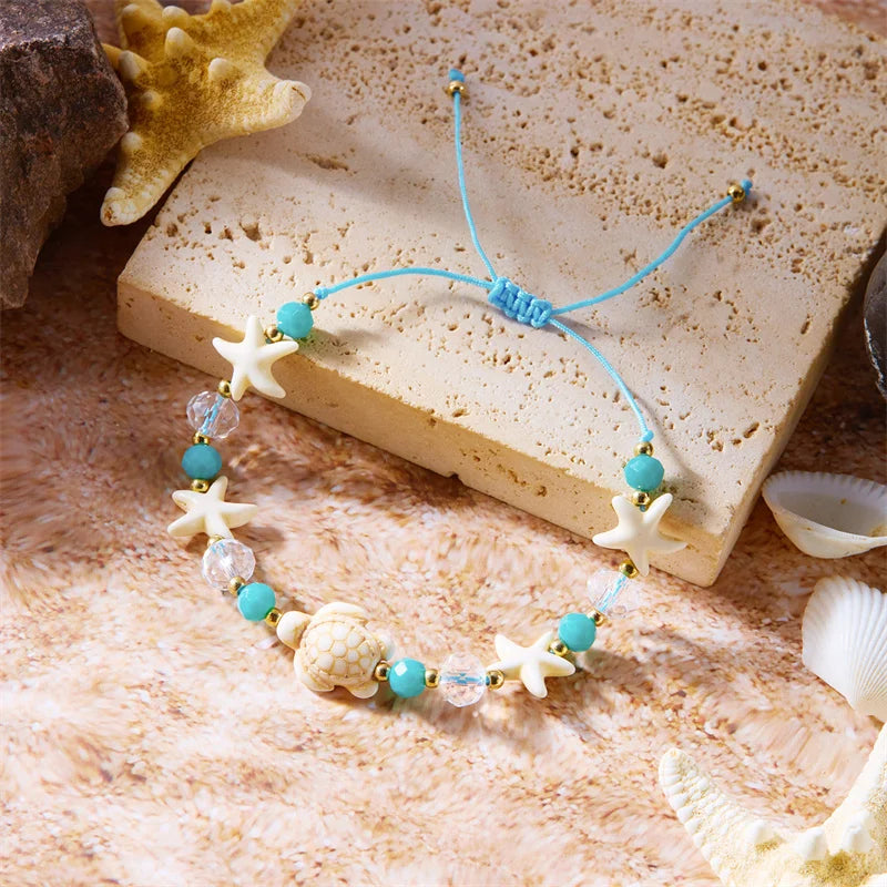 Greek Island Vibes - Turquoise Turtle & Starfish Summer Bracelet