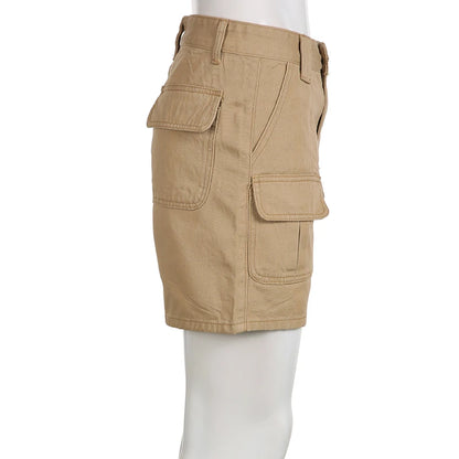 Women's Low Waist Denim Cargo Shorts