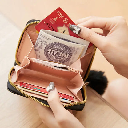 Womens Mini Triangle Leather Wallet Large Capacity Clutch Casual Coin Purse Handbag