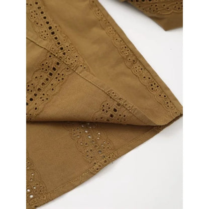 Embroidered V Neck Blouse Modern Fitted Shirt For Women