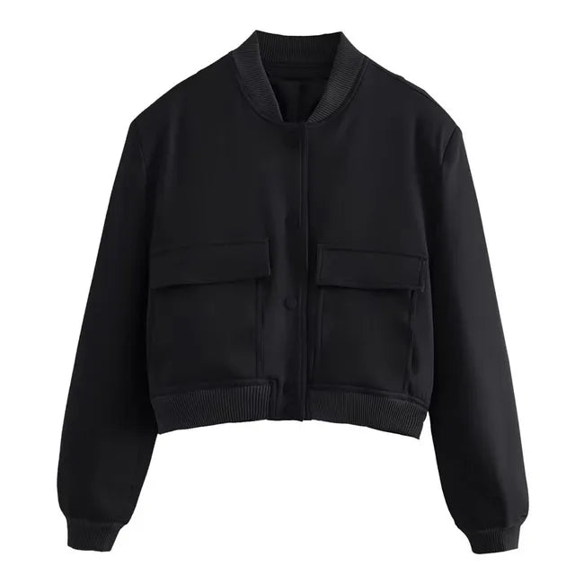 Casual Cropped Bomber Jackets For Women