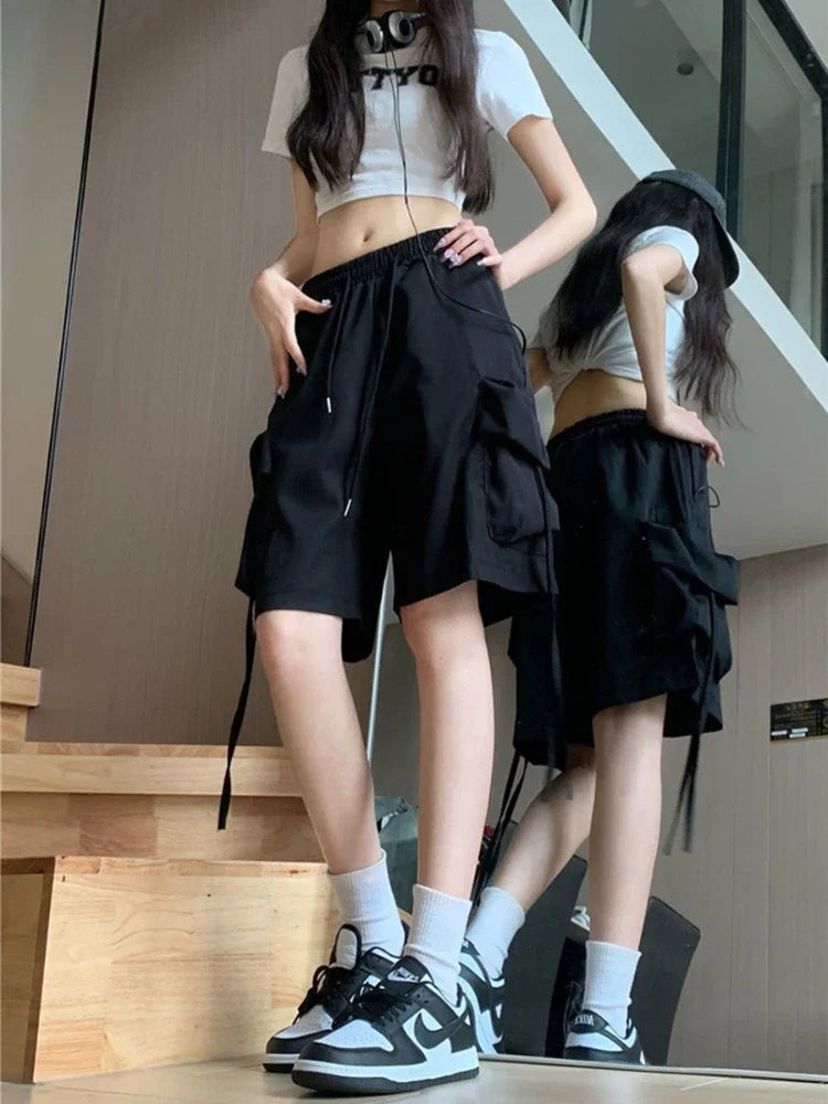 Pink Streetwear Oversized Cargo Shorts