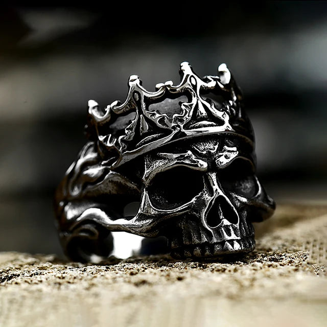 Vintage Gothic Crown Calvarium Skull Punk Rings