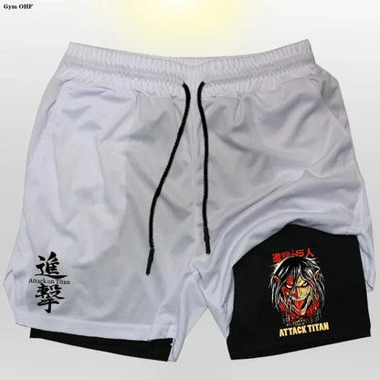 New 2 In 1 Mens Gym Short