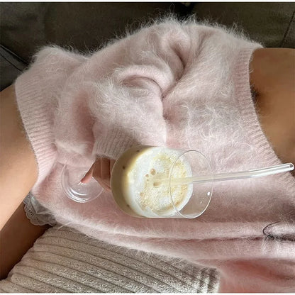 Luxury Seahorse Hair Knit Sweater Retro Loose Fit Warm Pullover For Women Casual Autumn Winter Fashion