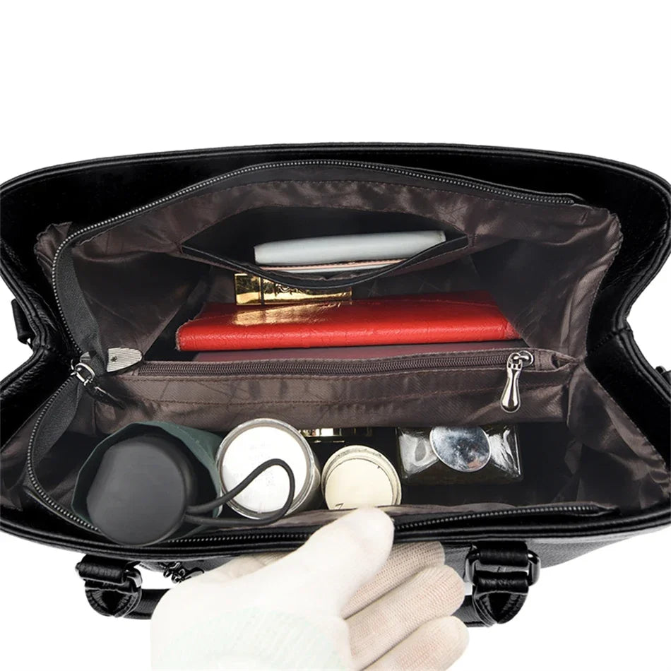 Genuine Leather Luxury Tote Bag For Women High Quality Designer Handbag Crossbody