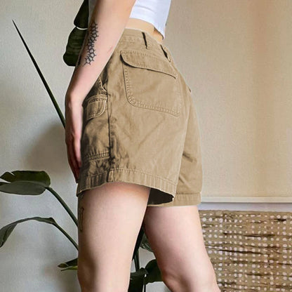 Low Waist Denim Cargo Shorts For Women