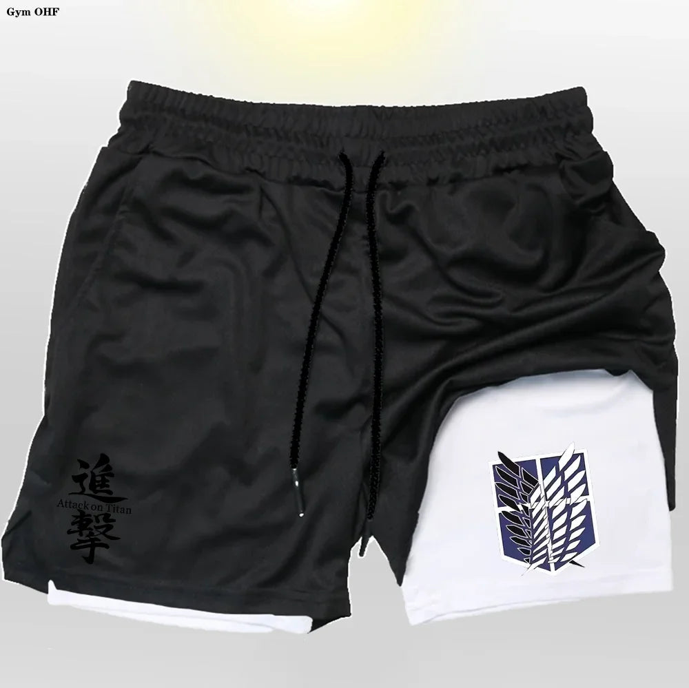 New 2 In 1 Mens Gym Short