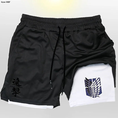 New 2 In 1 Mens Gym Short
