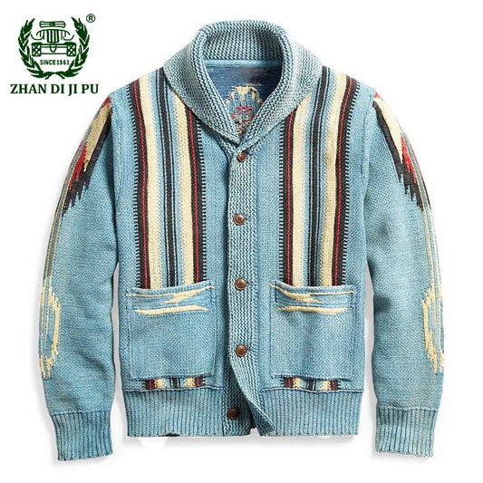 Mens Trendy Knit Sweater Coat Winter Turn Down Collar Cardigan With Pockets Casual Warm Outwear