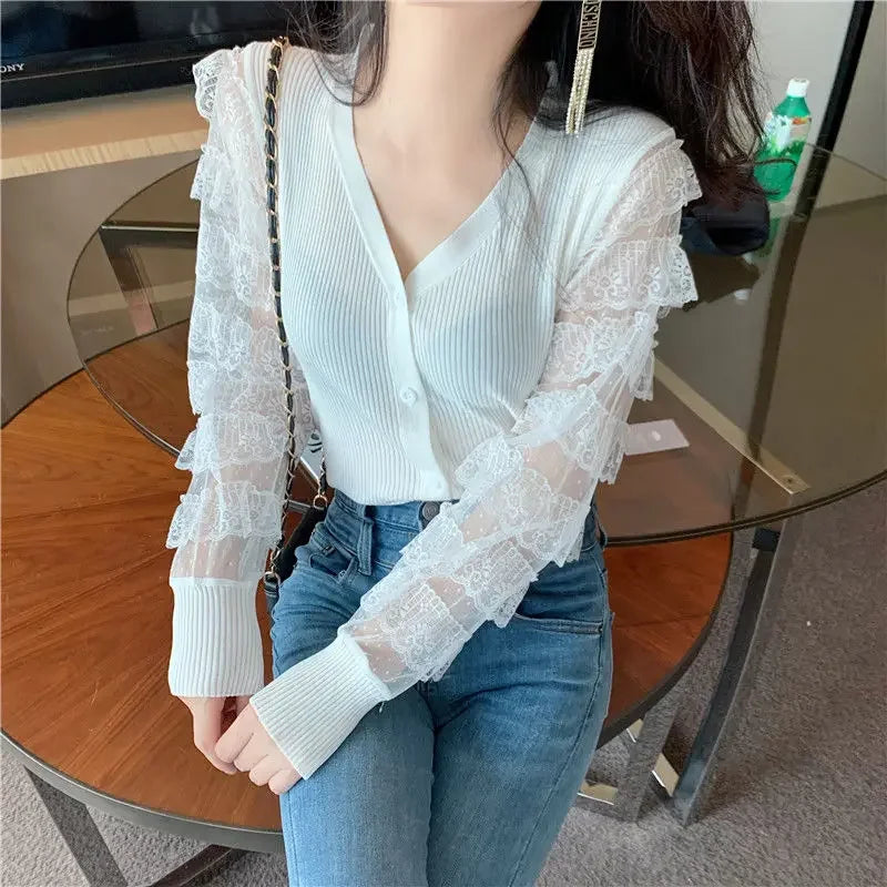 Buttoned Neck Slim Thin Women Sweaters For Spring Autumn