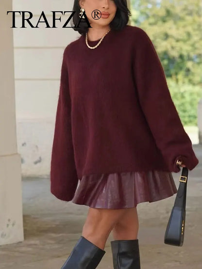 Womens Vintage Deer Path Loose Sweatshirts