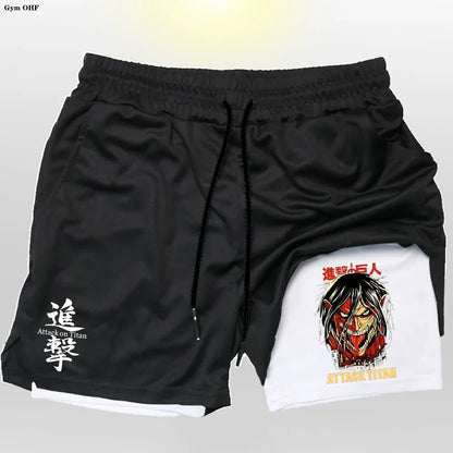 New 2 In 1 Mens Gym Short