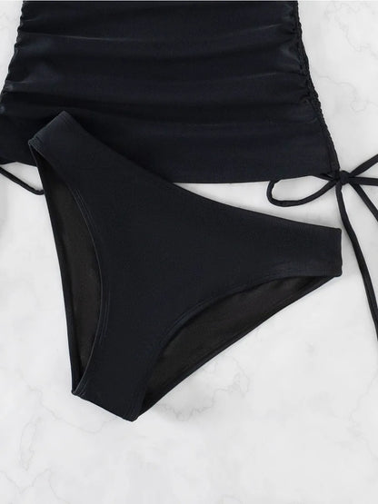 Minimal V-Neck Backless Bikini Set