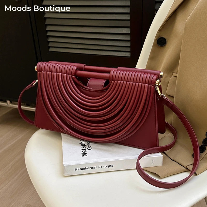 Designer Style Striped Evening Clutch Crossbody Bag