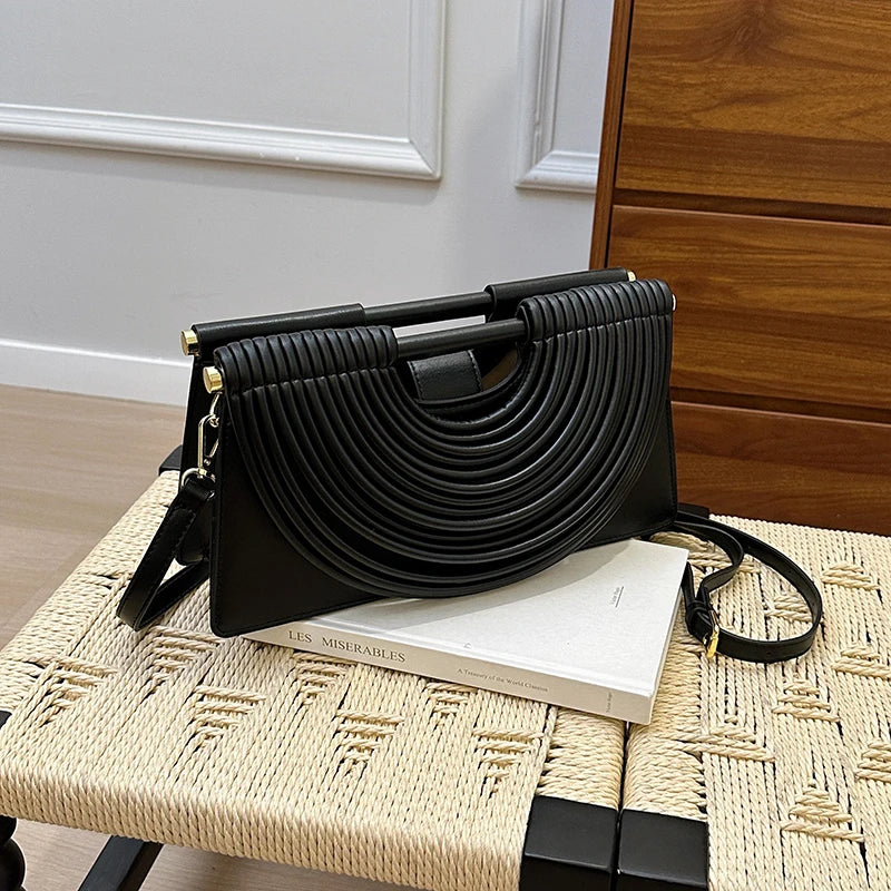 Designer Style Striped Evening Clutch Crossbody Bag