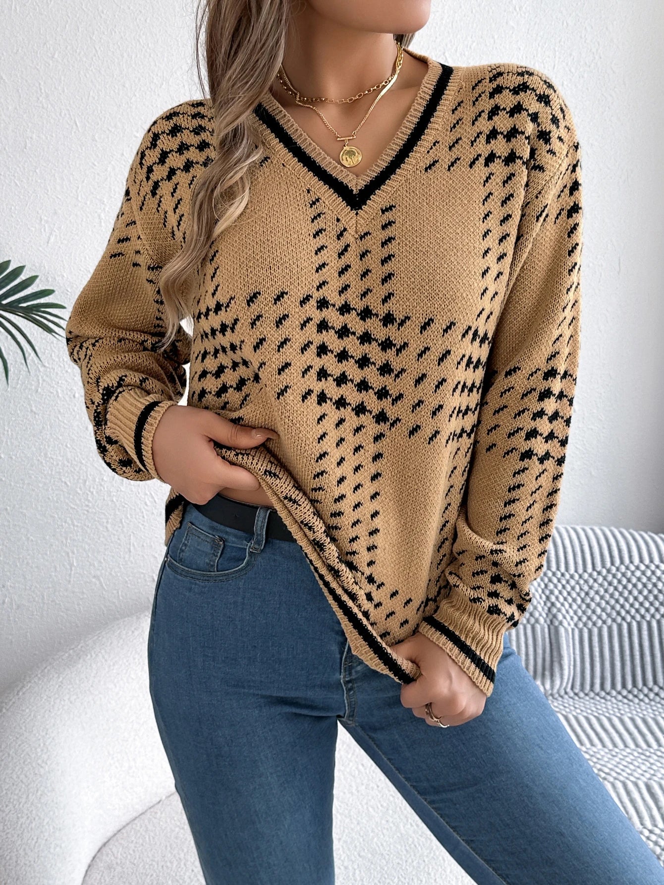 Women Trendy V Neck Sweaters