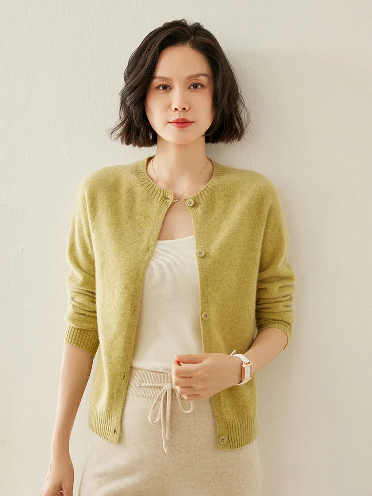 Women S Cashmere Sweater Autumn Winter New Knitted Cardigan Loose Fit Woolen Sweater With Lapel Jacket In Camel