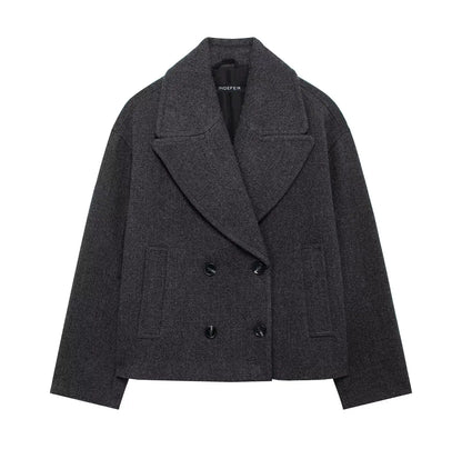 Casual Double Breasted Black Jacket for Effortless Chic Street Style Looks