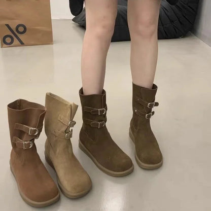 Buckle Decoration Slip On Comfortable Simple Winter Boots For Women