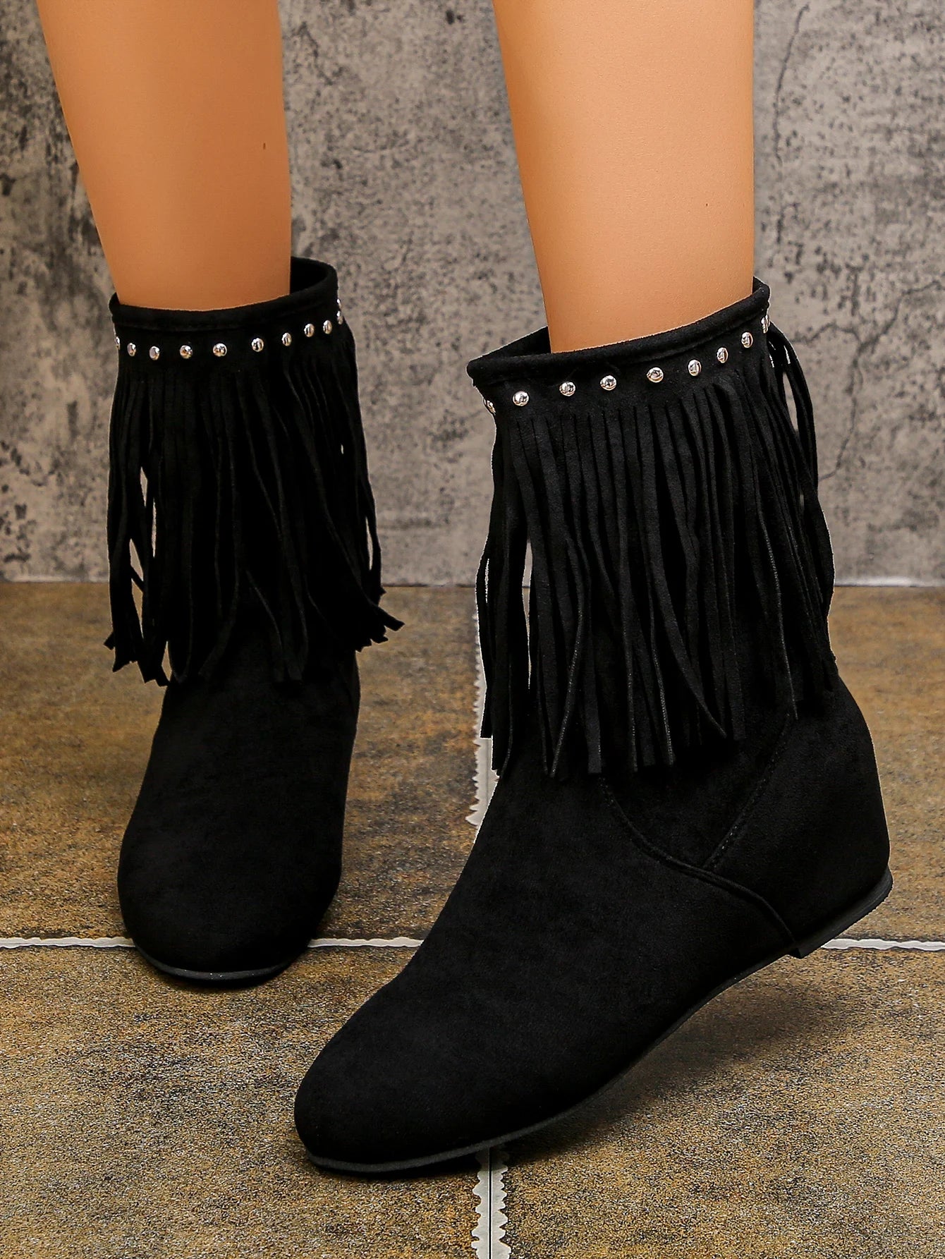 Tassel Low Heel 3 Layers Winter Women Boots