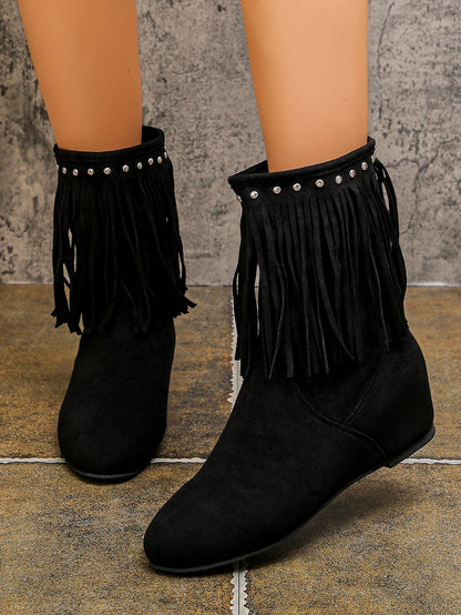 Tassel Low Heel 3 Layers Winter Women Boots