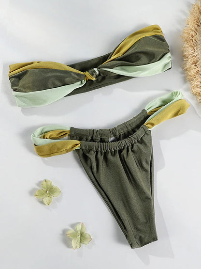 Sexy Green Energy Life High Cut Bikini