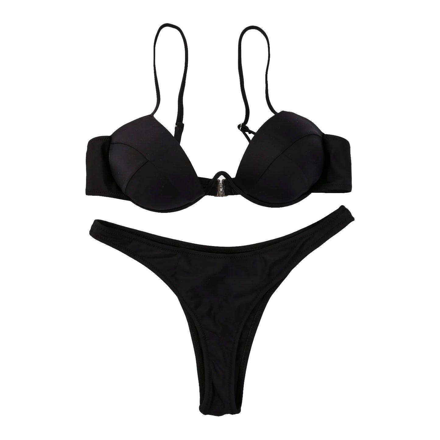 Classic Black V-Wire Push-Up Bikini Aesthetic