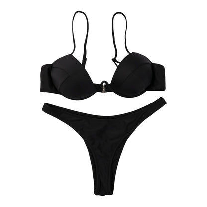 Classic Black V-Wire Push-Up Bikini Aesthetic