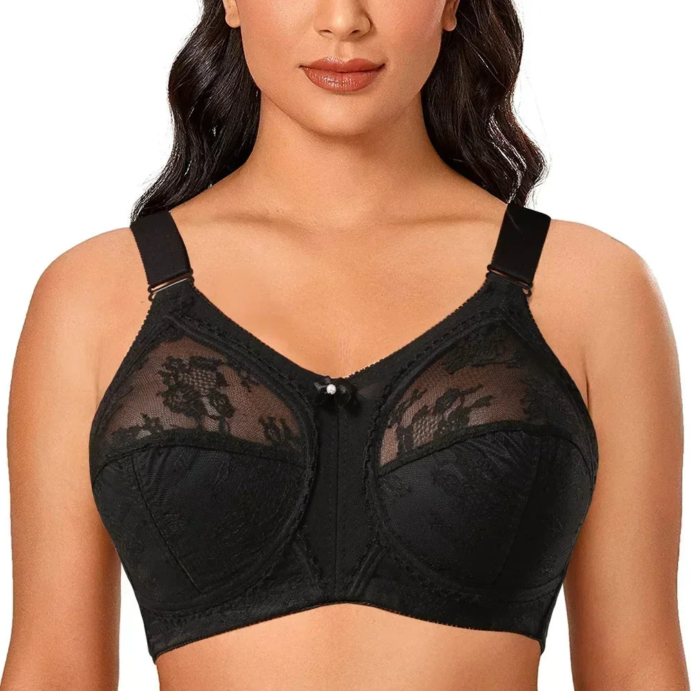 Full Coverage Lace Minimizer Bra Non Padded Plus Size Womens Underwear