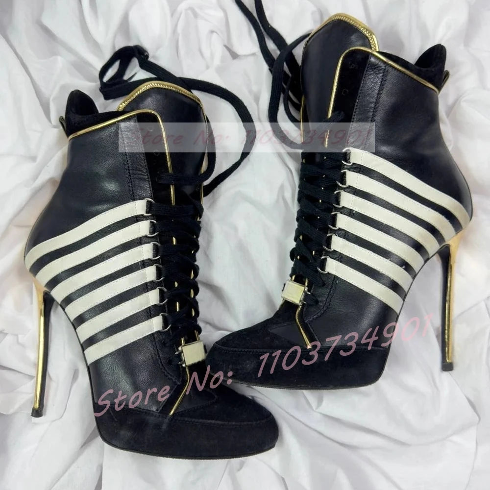 Lace Up Decorated Design High Heel Women Luxury Boots