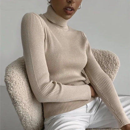 2025 Women’s Fall Turtleneck Sweater – Soft Knitted Cashmere Pullover Jumper, Basic Autumn/Winter Sweater for Women