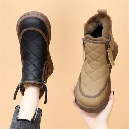 Warm Plush Inside Zipper Black Boots For Women