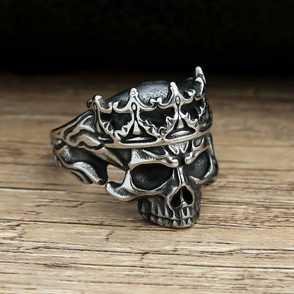 Vintage Gothic Crown Calvarium Skull Punk Rings