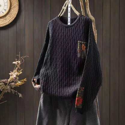 Vintage Rose Ribbed Sweater for Cozy Autumn Days